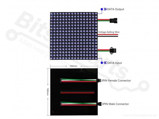 LED Board Flexible 16x16 WS2812B 5050 RGB LED with drivers (256bits)